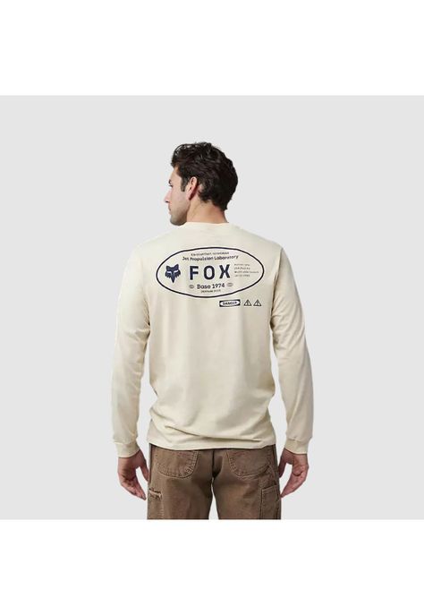 Polera Lifestyle Stamped Premium Manga Larga Crema Fox-3