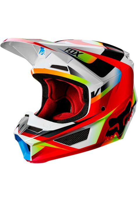 Visera Moto Niño Motif Rojo/Blanco Fox-2