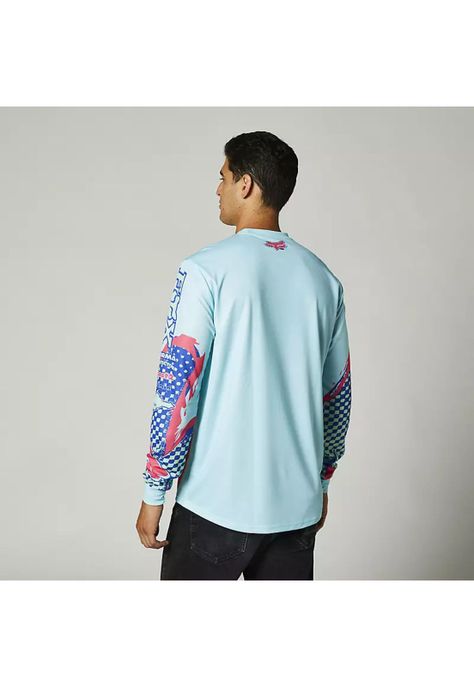 Polera Lifestyle Brushed Celeste/Rojo/Azul Fox-1