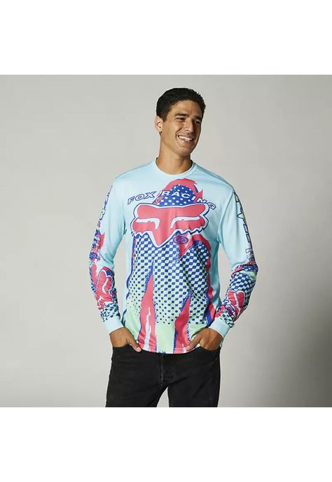 Polera Lifestyle Brushed Celeste/Rojo/Azul Fox-2