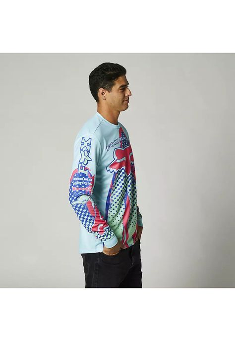 Polera Lifestyle Brushed Celeste/Rojo/Azul Fox-3