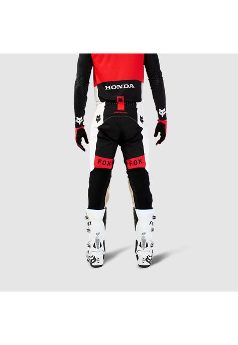 Pantalon Moto Flexair Honda Blanco/Negro Fox-3