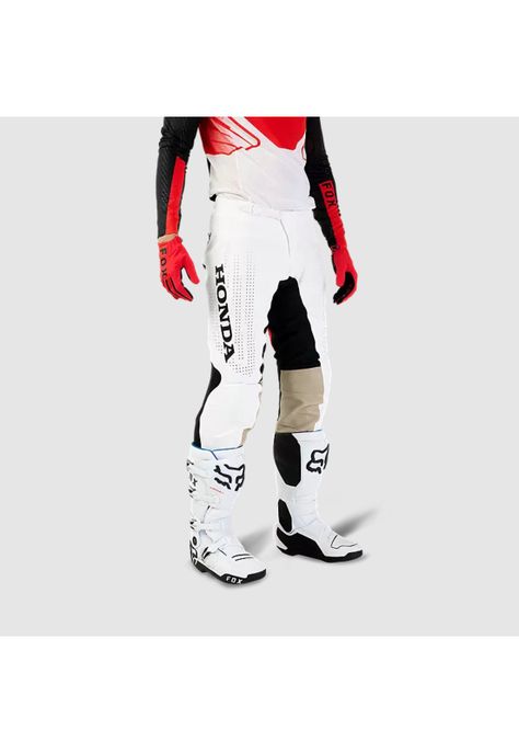 Pantalon Moto Flexair Honda Blanco/Negro Fox-4