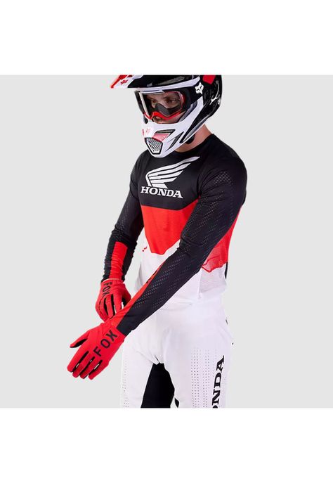 Polera Moto Flexair Honda Rojo/Blanco Fox-3