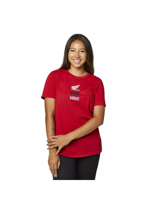 Polera Lifestyle Mujer Honda Wing Rojo Fox-0