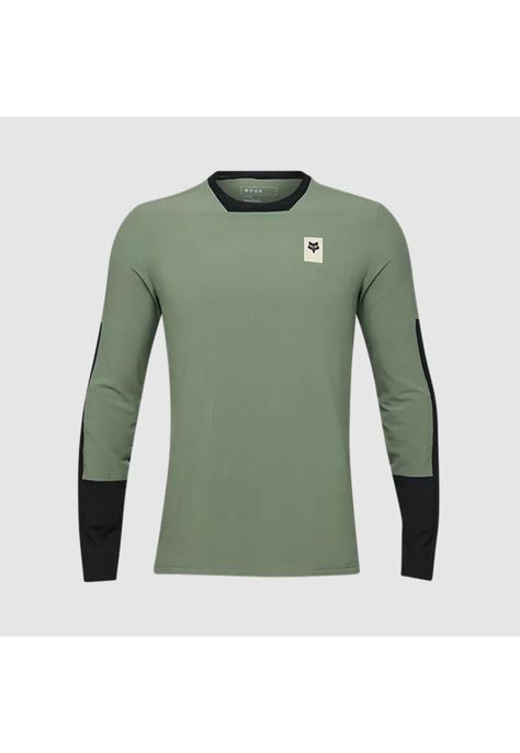 Polera Bicicleta Defend Thermal Manga Larga Verde Fox-0