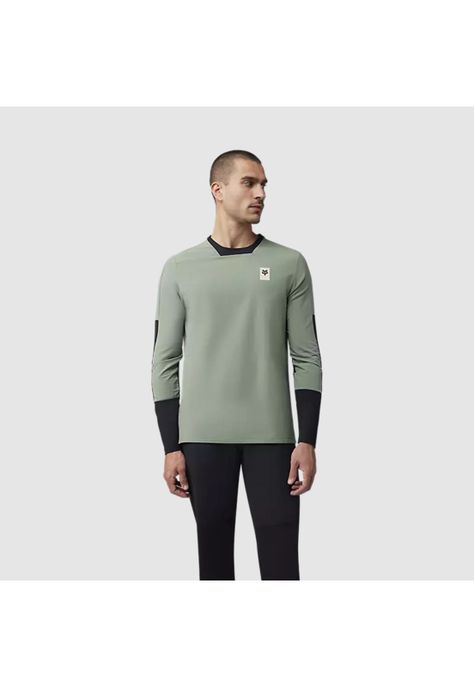 Polera Bicicleta Defend Thermal Manga Larga Verde Fox-2