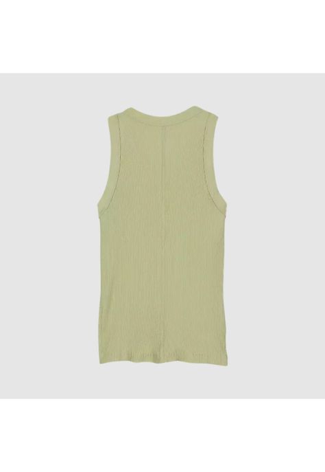 Polera Lifestyle Mujer Wordmark Rib Tank Verde Cactus Fox-1