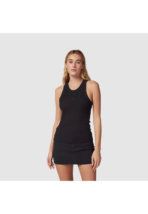 Polera Lifestyle Mujer Wordmark Rib Tank Negro Fox-0