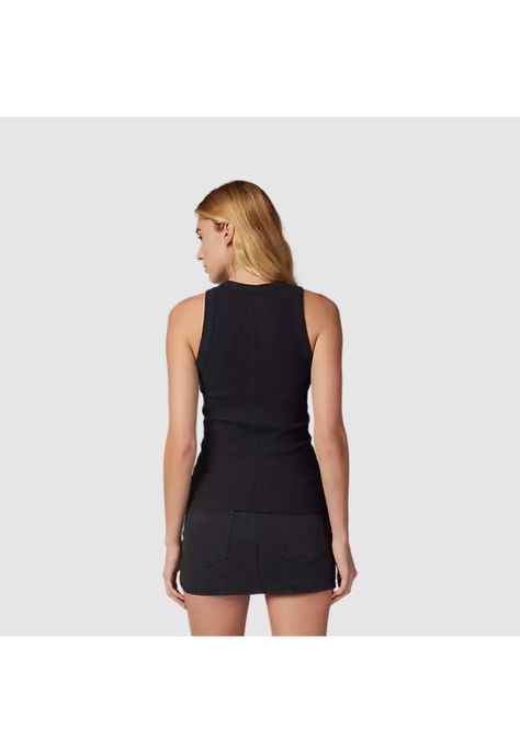 Polera Lifestyle Mujer Wordmark Rib Tank Negro Fox-1
