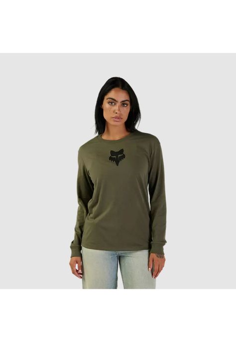 Polera Lifestyle Mujer Fox Head Manga Larga Verde Oliva Fox-0