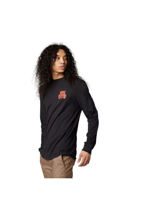 Polera Lifestyle Manga Larga Colel Negro Fox-1