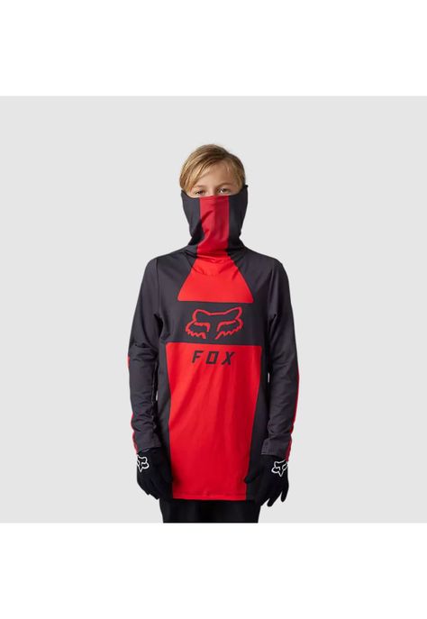 Polera Moto Niño Ranger Drive Krux SXS Con Cuello Rojo Fox-1