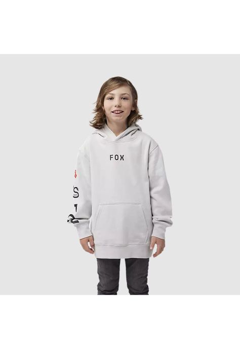 Poleron Lifestyle Niño Canguro Race Spec Gris Claro Fox-2