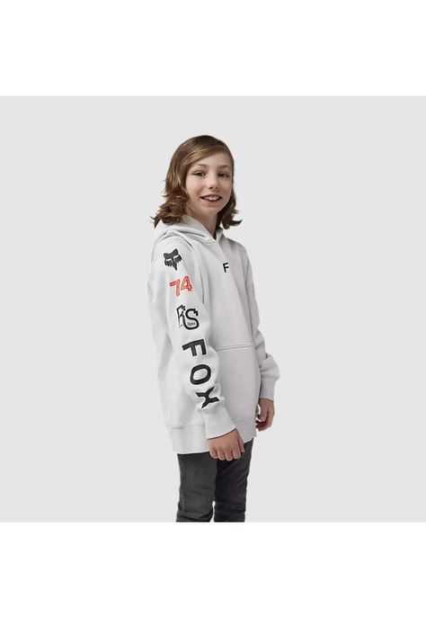 Poleron Lifestyle Niño Canguro Race Spec Gris Claro Fox-4