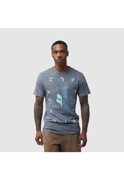 Polera Lifestyle Throttle Azul Vintage Oscuro Fox-2