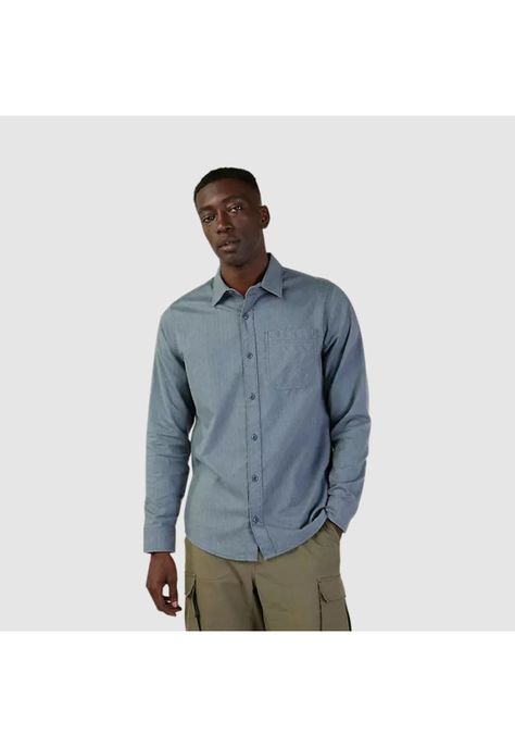 Camisa Lifestyle Level Up Woven Gris Azulado Fox-0