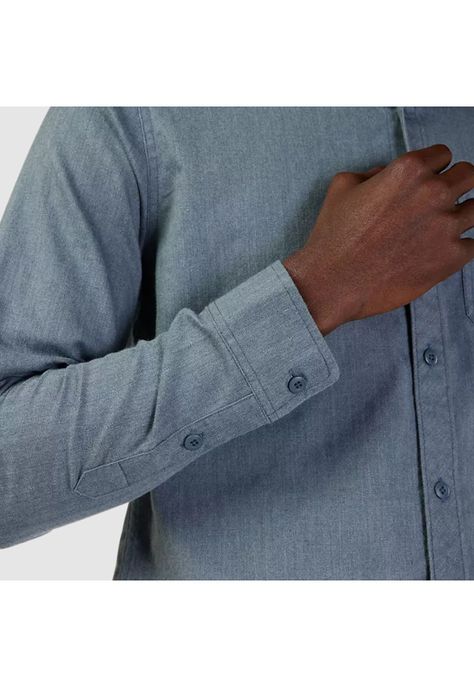 Camisa Lifestyle Level Up Woven Gris Azulado Fox-4