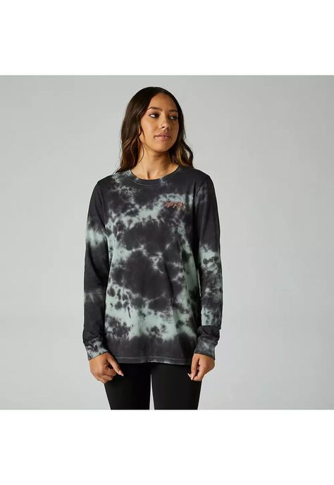 Polera Lifestyle Mujer Biscayne Manga Larga Verde/Negro Fox-0