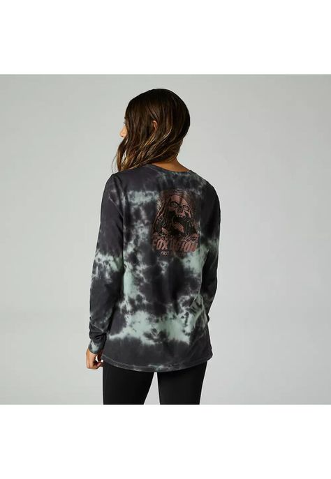 Polera Lifestyle Mujer Biscayne Manga Larga Verde/Negro Fox-1