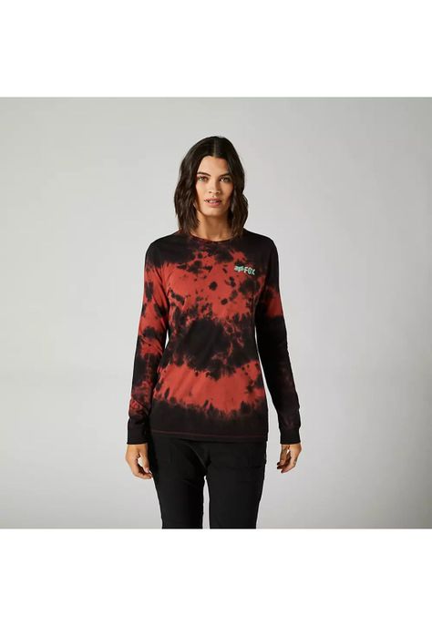 Polera Lifestyle Mujer Biscayne Manga Larga Rojo/Negro Fox-0