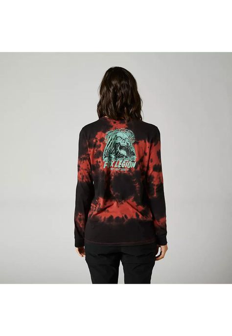 Polera Lifestyle Mujer Biscayne Manga Larga Rojo/Negro Fox-1
