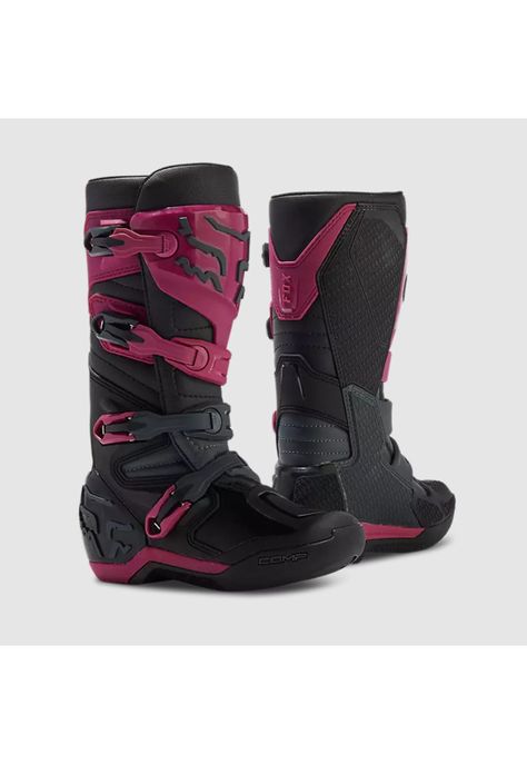 Botas Moto Mujer Comp Morado Fox-0