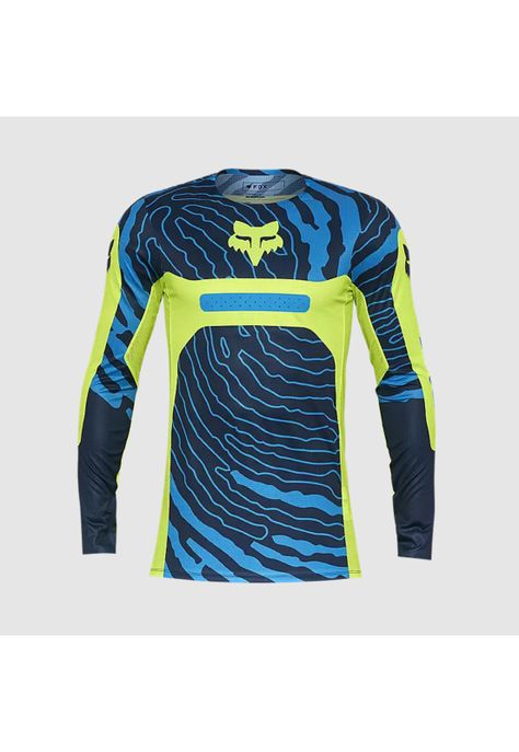 Polera Moto Flexair Impression Azul/Amarillo Fox-0