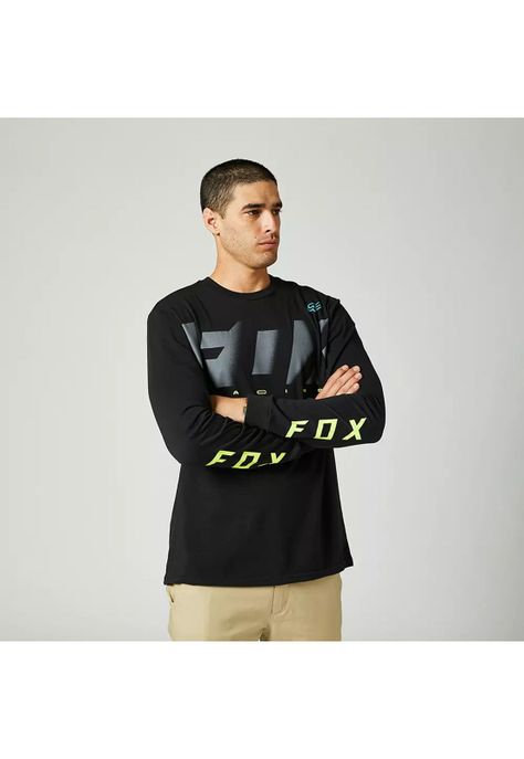 Polera Lifestyle RKANE Manga Larga Negro Fox-2