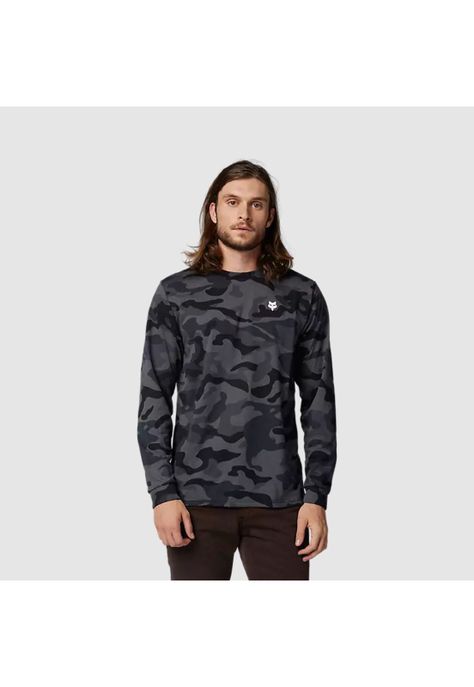 Polera Lifestyle Fox Head Manga Larga Camo Negro Fox-0