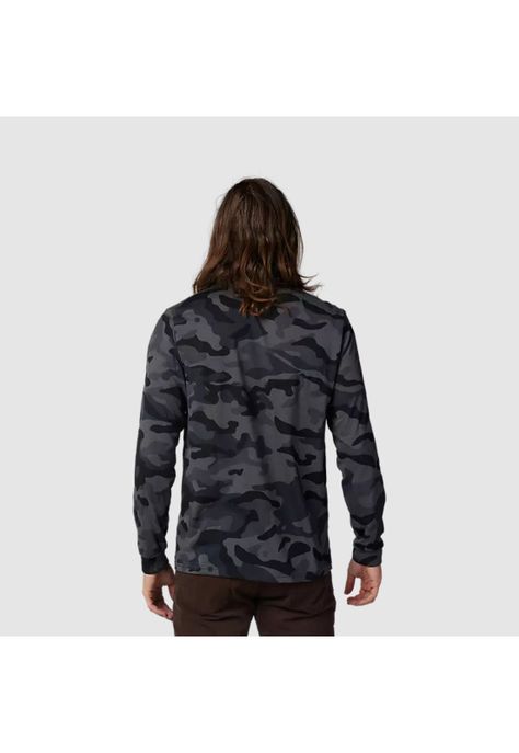 Polera Lifestyle Fox Head Manga Larga Camo Negro Fox-1