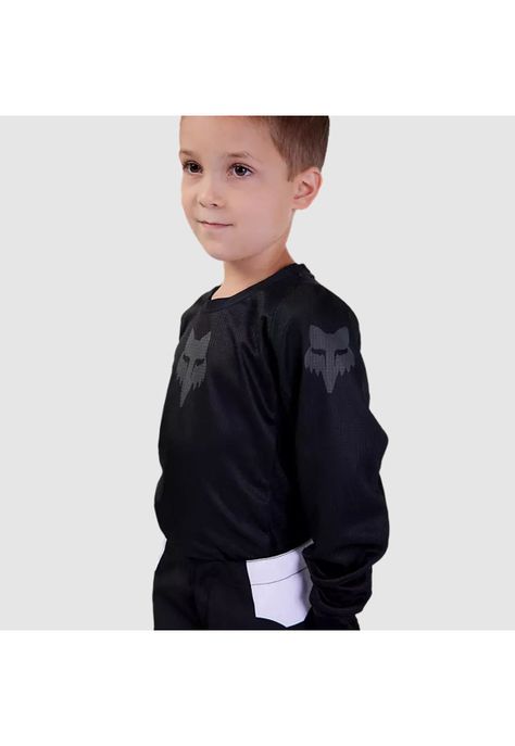 Polera Moto Infantil 180 Blackout Negro Fox-2
