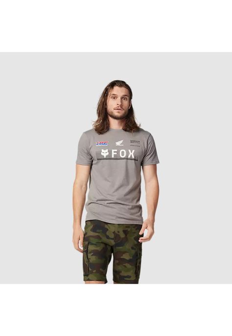 Polera Lifestyle Fox x Honda Gris Fox-2