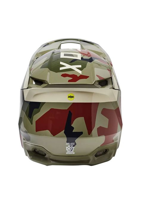 Casco Moto Niño V1 BKNR Camo Verde Fox-3