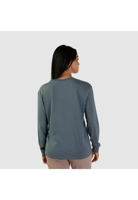 Polera Lifestyle Mujer Fox Head Manga Larga Azul Acero Fox-1
