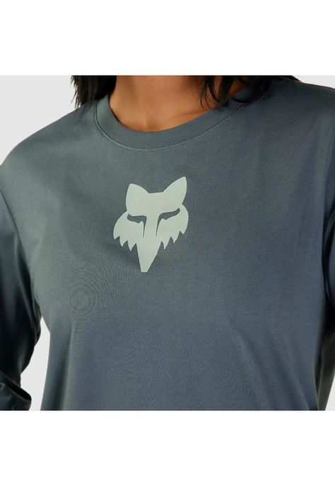Polera Lifestyle Mujer Fox Head Manga Larga Azul Acero Fox-2
