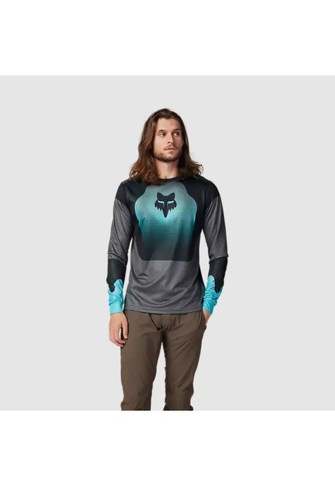 Polera Bicicleta Ranger Revise Manga Larga Celeste/Gris Fox-2