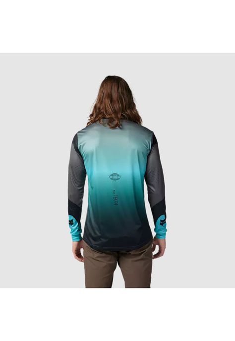 Polera Bicicleta Ranger Revise Manga Larga Celeste/Gris Fox-3