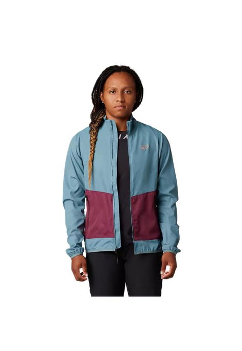 Chaqueta Cortavientos Bicicleta Mujer Ranger Celeste/Morado Fox-3
