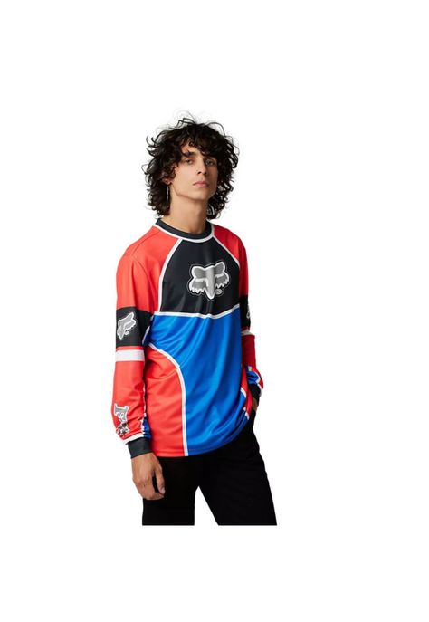 Polera Lifestyle Manga Larga Bayl Rojo/Azul Fox-0