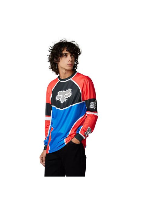 Polera Lifestyle Manga Larga Bayl Rojo/Azul Fox-1