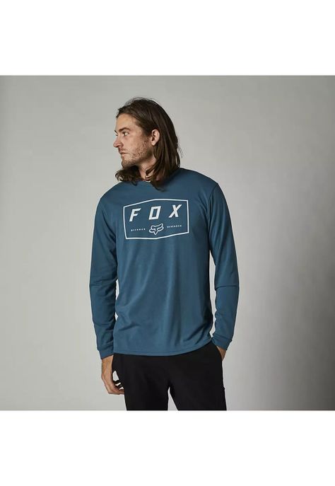 Polera Lifestyle Manga Larga Badger Azul Fox-0