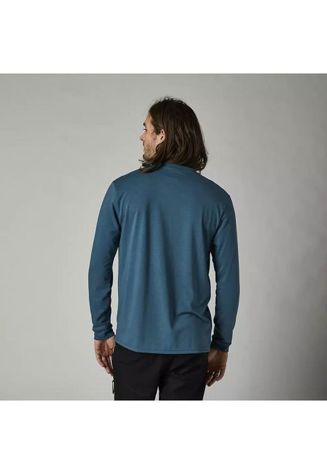 Polera Lifestyle Manga Larga Badger Azul Fox-1