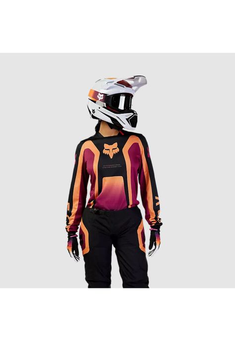 Polera Moto Mujer 180 Ballast Burdeo/Naranjo Fox-3