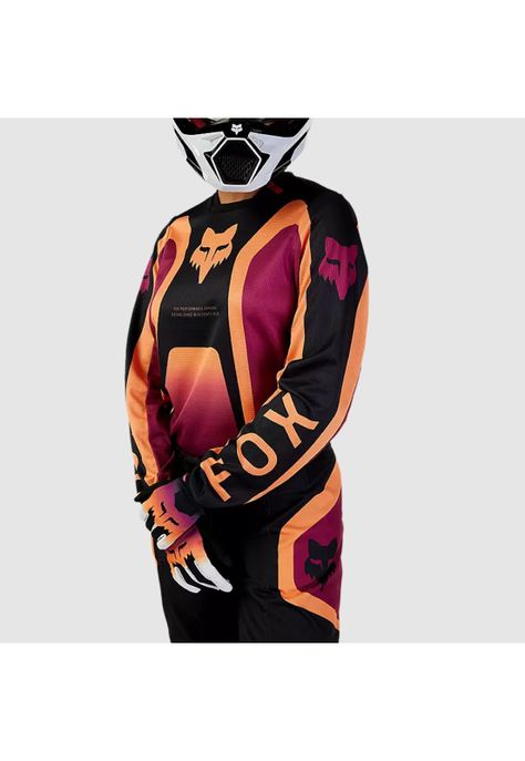 Polera Moto Mujer 180 Ballast Burdeo/Naranjo Fox-4