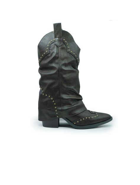 Botas Texanas Mujer Botin Bucanera Ecocuero Brown-0