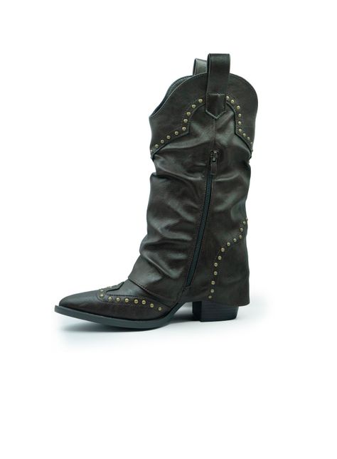 Botas Texanas Mujer Botin Bucanera Ecocuero Brown-1