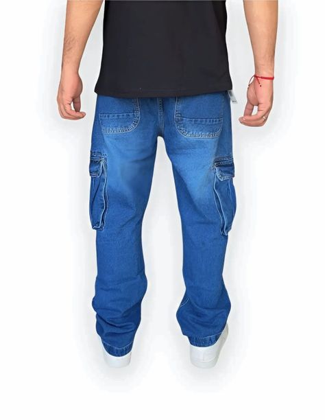 Jeans Cargo Hombre Urbano Rígido Azul-2