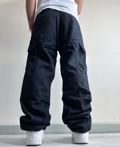 Jeans Mom Hombre Cargo Negro-2