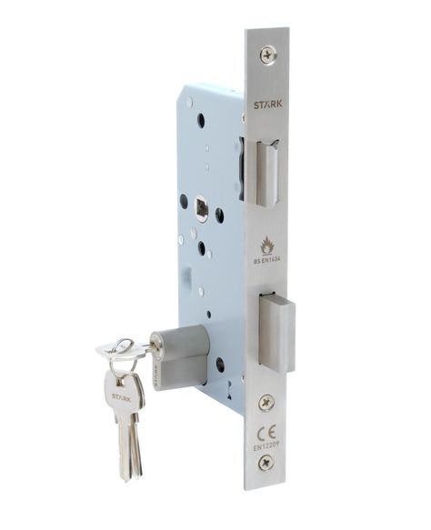 Cerradura de embutir ac prin, Llave 2 lado. Re fuego. A inox-0